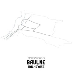 BAULNE Val-d'Oise. Minimalistic street map with black and white lines.