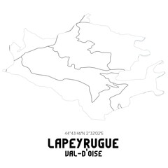 LAPEYRUGUE Val-d'Oise. Minimalistic street map with black and white lines.