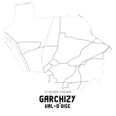 GARCHIZY Val-d'Oise. Minimalistic street map with black and white lines.