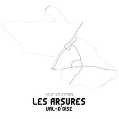 LES ARSURES Val-d'Oise. Minimalistic street map with black and white lines.