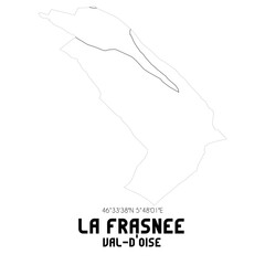 LA FRASNEE Val-d'Oise. Minimalistic street map with black and white lines.