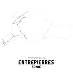 ENTREPIERRES Somme. Minimalistic street map with black and white lines.