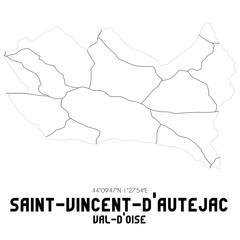 SAINT-VINCENT-D'AUTEJAC Val-d'Oise. Minimalistic street map with black and white lines.