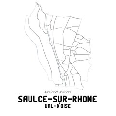 SAULCE-SUR-RHONE Val-d'Oise. Minimalistic street map with black and white lines.