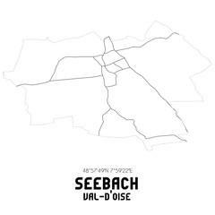 SEEBACH Val-d'Oise. Minimalistic street map with black and white lines.