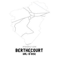 BERTHECOURT Val-d'Oise. Minimalistic street map with black and white lines.