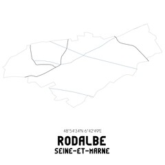 RODALBE Seine-et-Marne. Minimalistic street map with black and white lines.