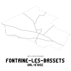 FONTAINE-LES-BASSETS Val-d'Oise. Minimalistic street map with black and white lines.
