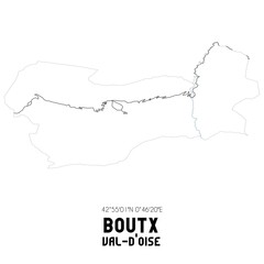 BOUTX Val-d'Oise. Minimalistic street map with black and white lines.