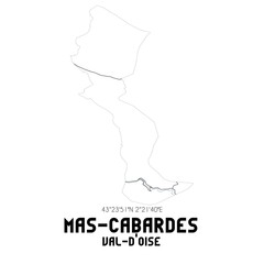 MAS-CABARDES Val-d'Oise. Minimalistic street map with black and white lines.