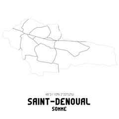 SAINT-DENOUAL Somme. Minimalistic street map with black and white lines.