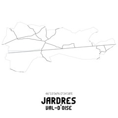 JARDRES Val-d'Oise. Minimalistic street map with black and white lines.