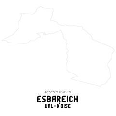 ESBAREICH Val-d'Oise. Minimalistic street map with black and white lines.