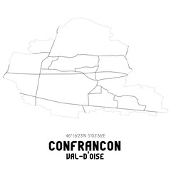 CONFRANCON Val-d'Oise. Minimalistic street map with black and white lines.