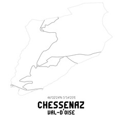 CHESSENAZ Val-d'Oise. Minimalistic street map with black and white lines.