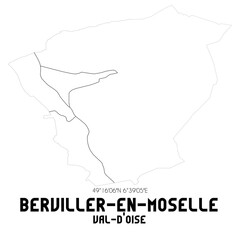 BERVILLER-EN-MOSELLE Val-d'Oise. Minimalistic street map with black and white lines.
