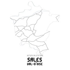 SALES Val-d'Oise. Minimalistic street map with black and white lines.
