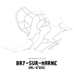 BRY-SUR-MARNE Val-d'Oise. Minimalistic street map with black and white lines.