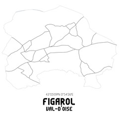 FIGAROL Val-d'Oise. Minimalistic street map with black and white lines.