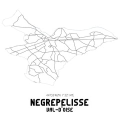 NEGREPELISSE Val-d'Oise. Minimalistic street map with black and white lines.