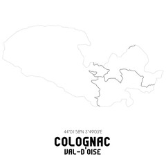 COLOGNAC Val-d'Oise. Minimalistic street map with black and white lines.