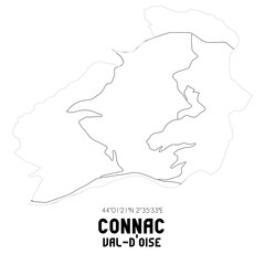 CONNAC Val-d'Oise. Minimalistic street map with black and white lines.