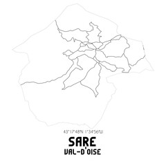 SARE Val-d'Oise. Minimalistic street map with black and white lines.