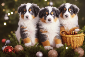Australian Shepard Puppies-Christmas
