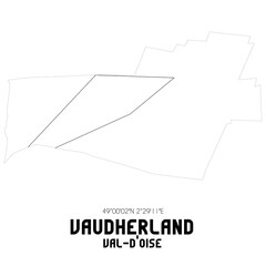 VAUDHERLAND Val-d'Oise. Minimalistic street map with black and white lines.