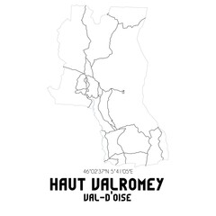 HAUT VALROMEY Val-d'Oise. Minimalistic street map with black and white lines.