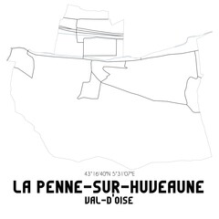 LA PENNE-SUR-HUVEAUNE Val-d'Oise. Minimalistic street map with black and white lines.