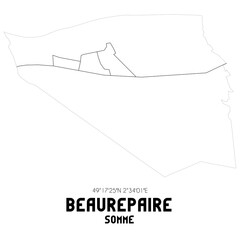 BEAUREPAIRE Somme. Minimalistic street map with black and white lines.