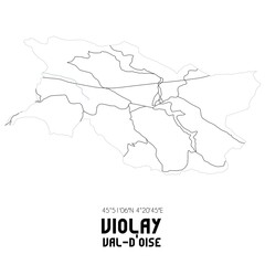 VIOLAY Val-d'Oise. Minimalistic street map with black and white lines.