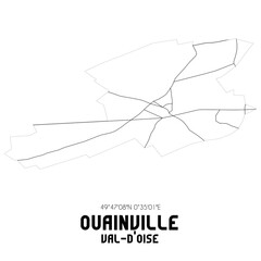 OUAINVILLE Val-d'Oise. Minimalistic street map with black and white lines.