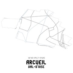 ARCUEIL Val-d'Oise. Minimalistic street map with black and white lines.