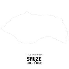 SAUZE Val-d'Oise. Minimalistic street map with black and white lines.