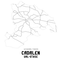 CADALEN Val-d'Oise. Minimalistic street map with black and white lines.