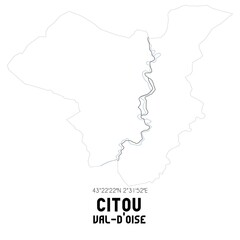 Fototapeta premium CITOU Val-d'Oise. Minimalistic street map with black and white lines.