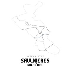 SAULNIERES Val-d'Oise. Minimalistic street map with black and white lines.