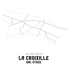 Obraz premium LA CROIXILLE Val-d'Oise. Minimalistic street map with black and white lines.