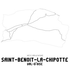 SAINT-BENOIT-LA-CHIPOTTE Val-d'Oise. Minimalistic street map with black and white lines.