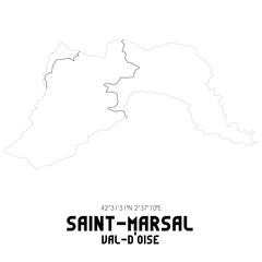 SAINT-MARSAL Val-d'Oise. Minimalistic street map with black and white lines.