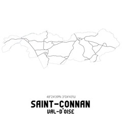 SAINT-CONNAN Val-d'Oise. Minimalistic street map with black and white lines.