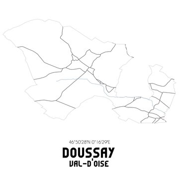 DOUSSAY Val-d'Oise. Minimalistic street map with black and white lines.