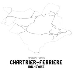 CHARTRIER-FERRIERE Val-d'Oise. Minimalistic street map with black and white lines.