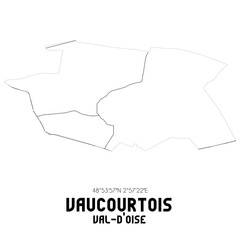 VAUCOURTOIS Val-d'Oise. Minimalistic street map with black and white lines.