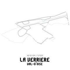 LA VERRIERE Val-d'Oise. Minimalistic street map with black and white lines.