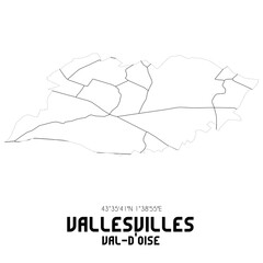 VALLESVILLES Val-d'Oise. Minimalistic street map with black and white lines.