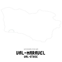 VAL-MARAVEL Val-d'Oise. Minimalistic street map with black and white lines.