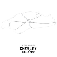 CHESLEY Val-d'Oise. Minimalistic street map with black and white lines.